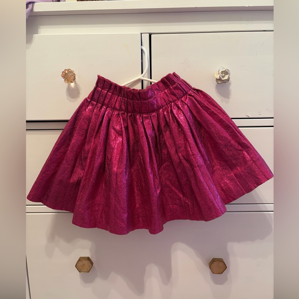 Lola + the Boys Pink Foil Pleated Skirt Size 6